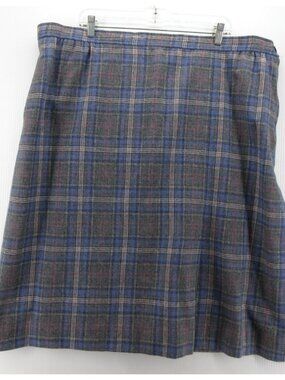 VINTAGE Pendleton Skirt 26W Plus Virgin Wool A-Line Plaid USA Made